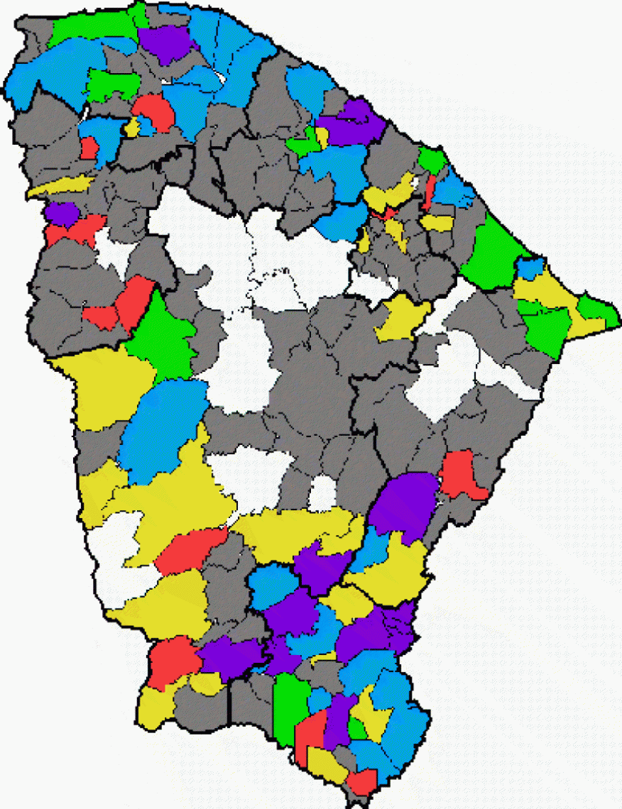 Distribuição de chuvas pelos municípios do Ceará