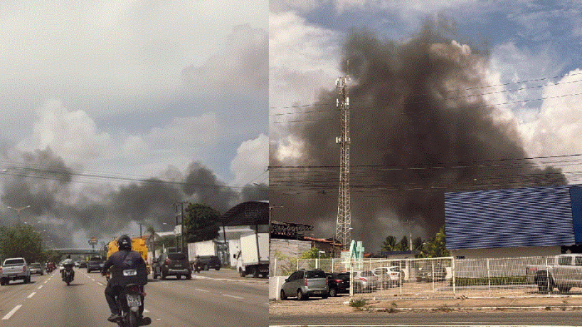Fumaça pôde ser vista de diferentes bairros como Cidade dos Funcionários e Luciano Cavalcante 