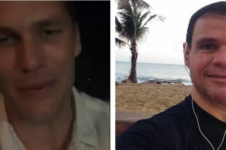 Brady (esquerda) gravou vídeo ao cearense Gilson (direita), que tinha viagem marcada para assistir ao Super Bowl, mas foi impossibilitado por um problema de saúde. Foto: Reprodução