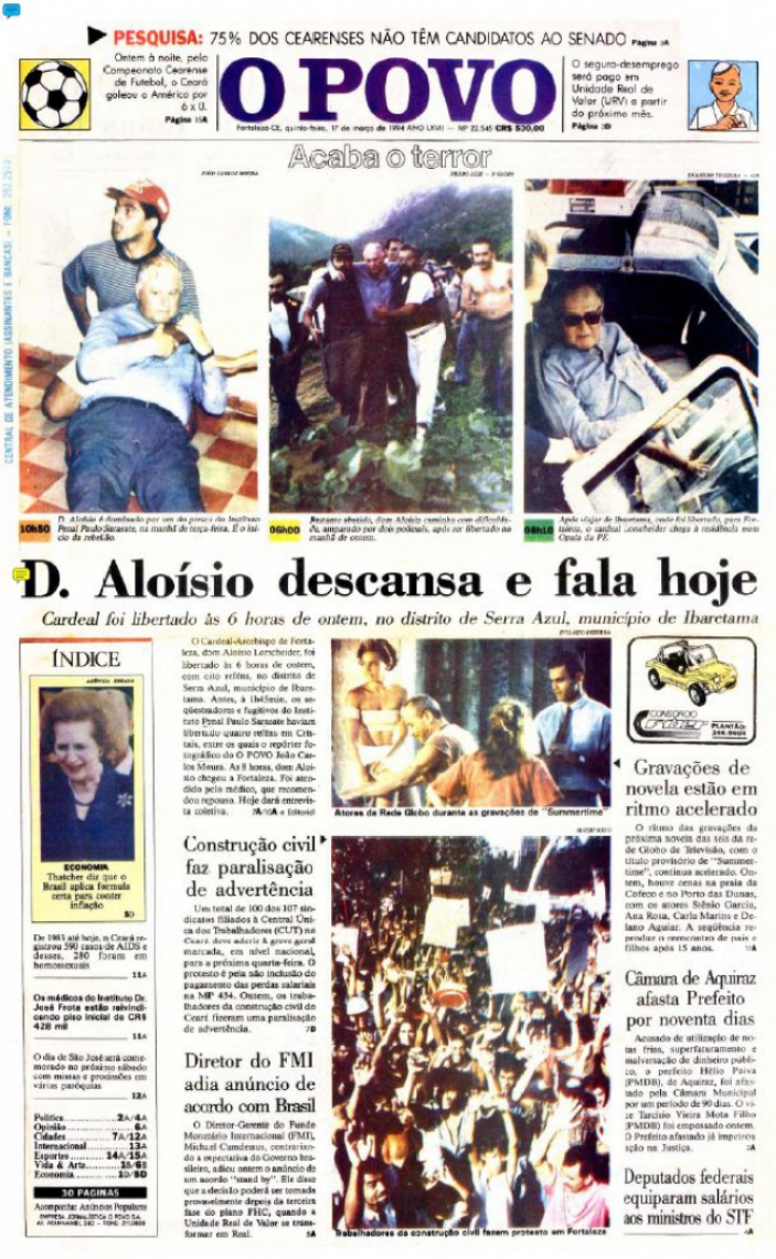 CAPA DO O POVO EM 17 DE MARÇO DE 1994