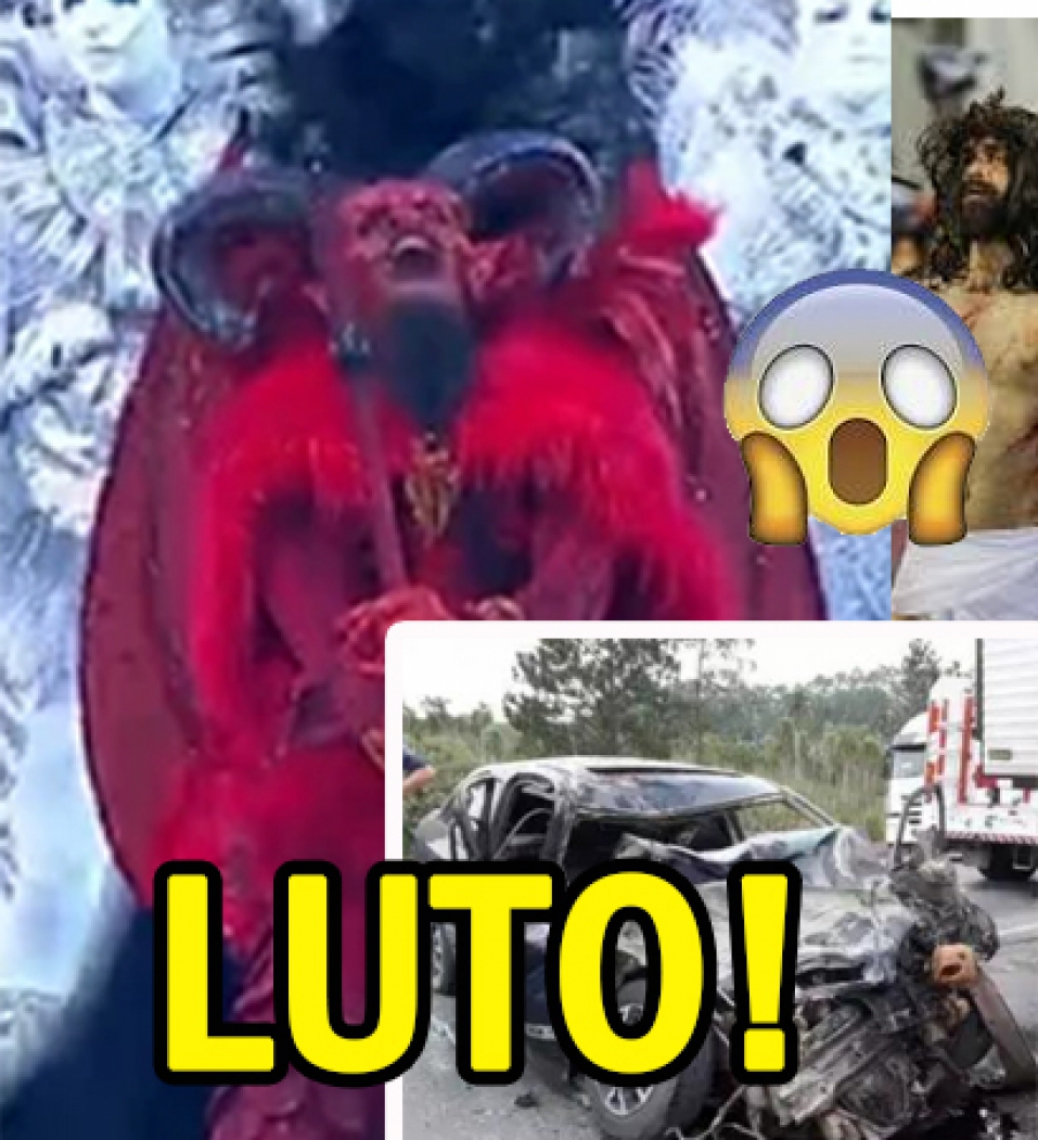 Na imagem que circulava, o artista que fez papel de Diabo aparece ao lado de um carro carbonizado. A montagem dá a entender que o ator morreu em um acidente. Na imagem que circulava, o artista que fez papel de Diabo aparece ao lado de um carro carbonizado. A montagem dá a entender que o ator morreu em um acidente.
