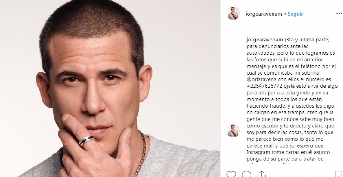 O ator da telenovela mexicana fez uma publicaÃ§Ã£o no Instagram lamentando os golpes realizados com as imagens dele 