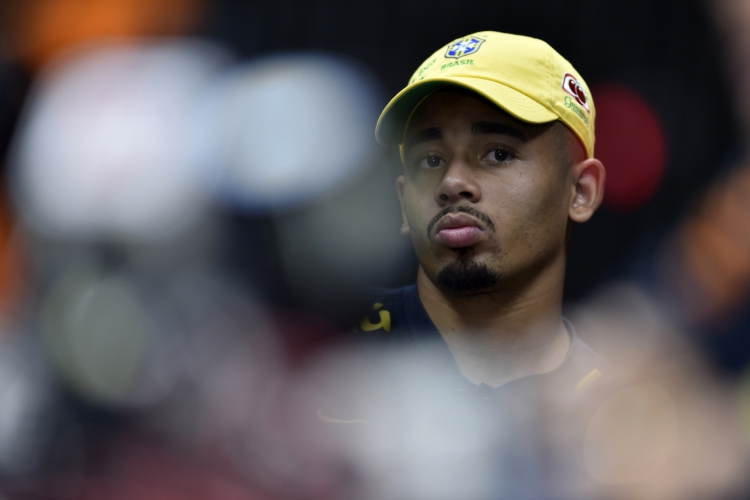 Gabriel Jesus durante treinamento na Cidade do Galo, em Belo Horizonte, onde treina a Seleção para o jogo contra a Argentina(foto: Douglas Magno / AFP)