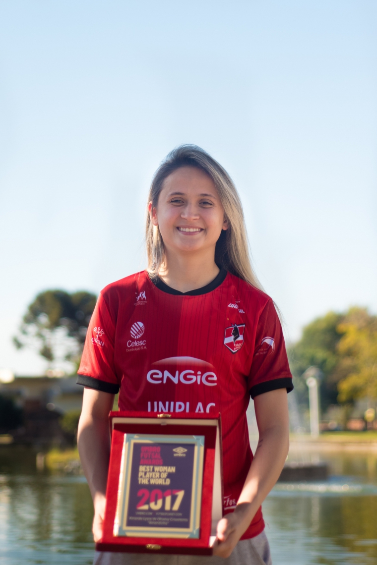 Amandinha, jogadora cearense de futsal, cinco vezes escolhida a melhor do mundo na modalidade