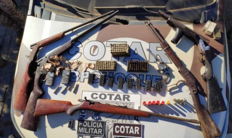 Foram encontradas seis armas de fogo enterradas em um milharal 
