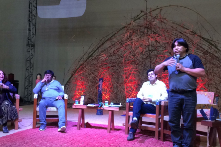 Da esquerda para a direita: Regina Machado, Cristino Wapichana, Marco Haur&eacute;lio e Daniel Mu...