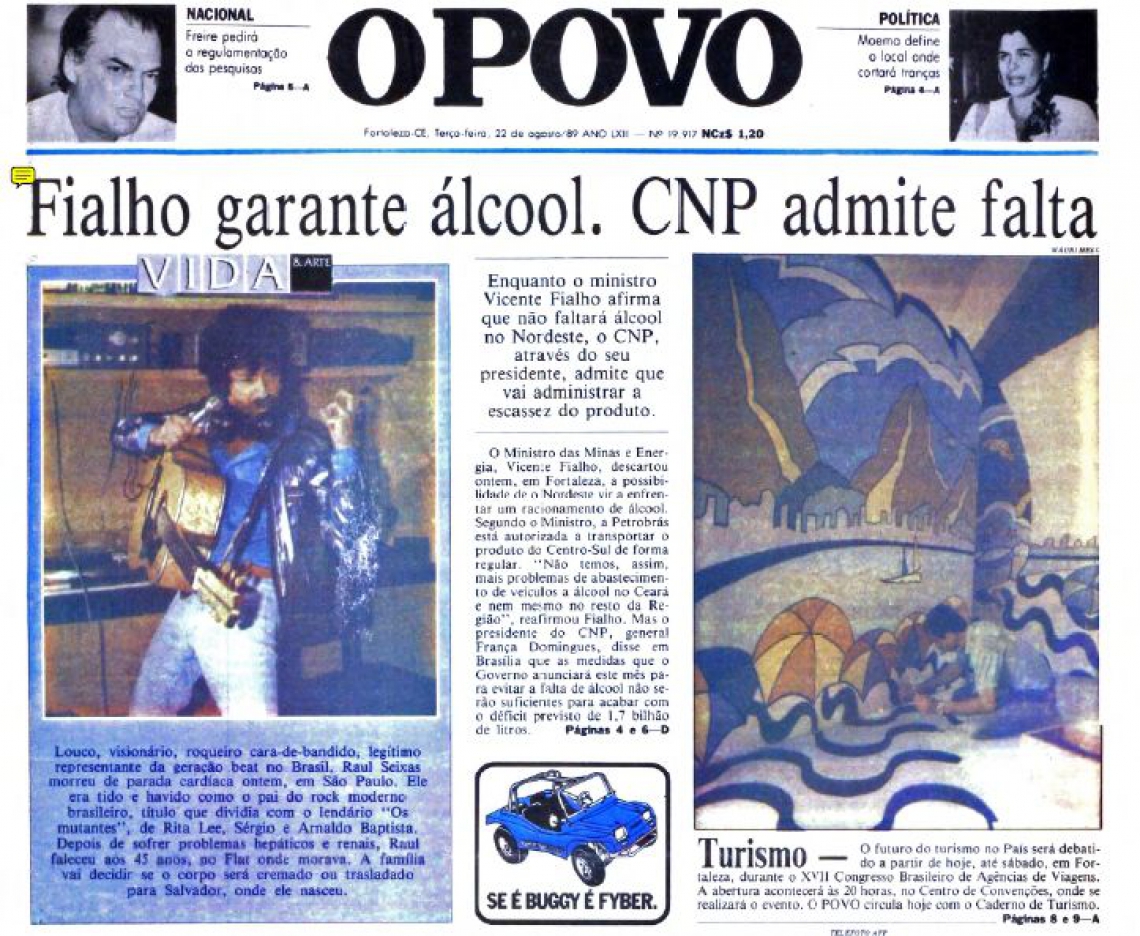 Capa do O POVO de 22/08/1989