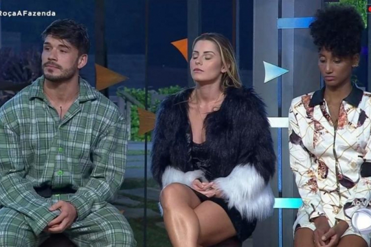 Aricia Silva, Lucas Viana e Sabrina Paiva formam a segunda roça de A Fazenda 11.(foto: Reproduç...