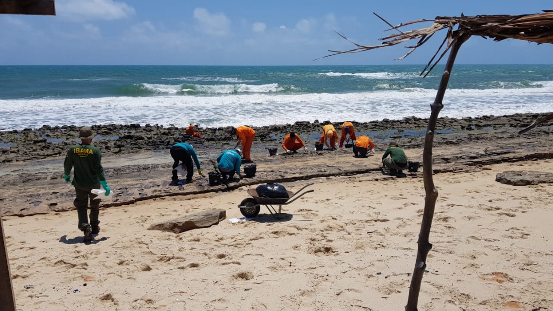 Resíduos de óleo foram encontrados em sete praias do Ceará (Foto: Prefeitura Municipal de Fortaleza (PMF) / Divulgação)