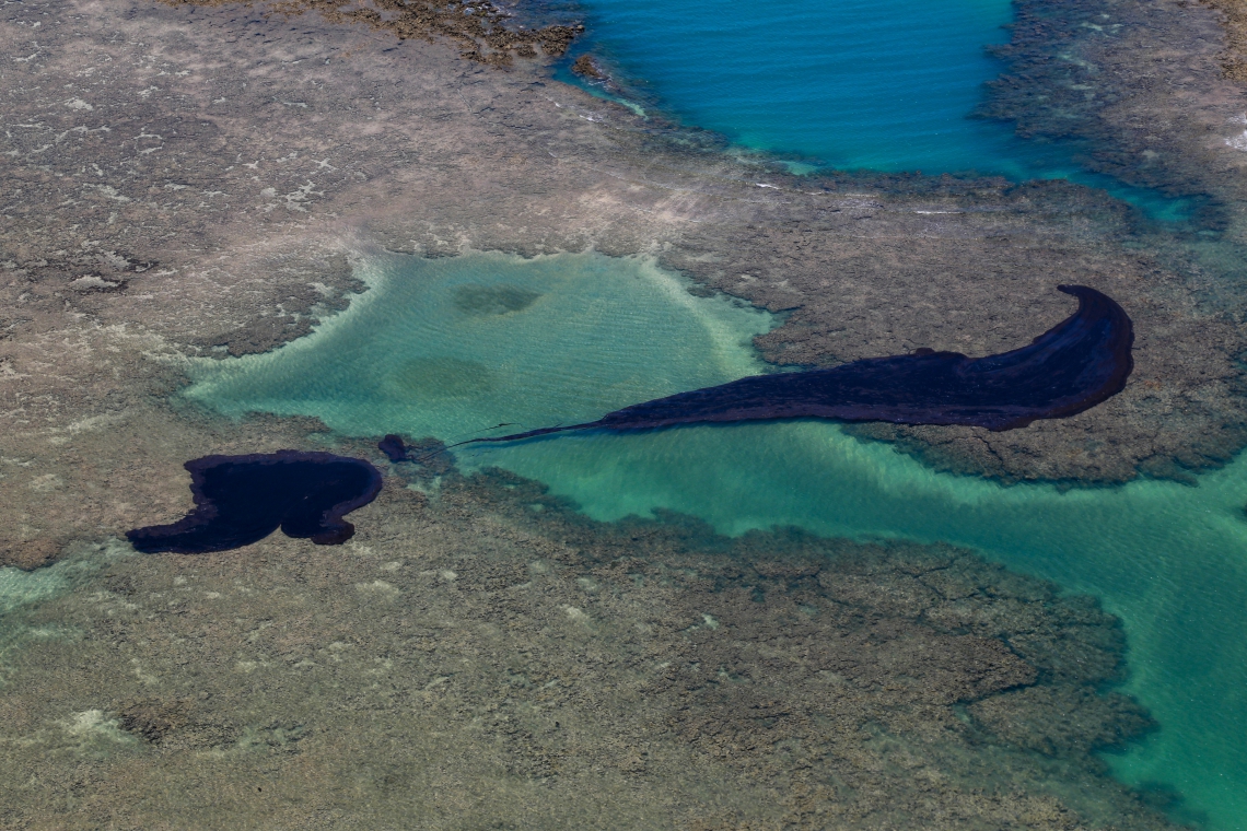 ￼SEGUNDO INVESTIGA&Ccedil;&Atilde;O, &oacute;leo teria vazado entre 28 e 29 de julho a 700 km da costa brasileira, em &aacute;guas internacionais (Foto: AFP / GOVERNO DE PERNAMBUCO / Diego NIGRO)