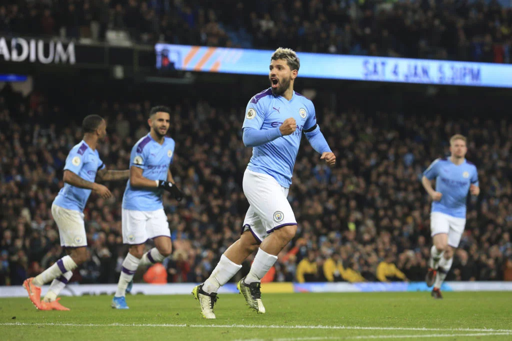 Aguero voltou a marcar depois de ficar de fora por lesão (foto: Lindsey Parnaby/AFP)