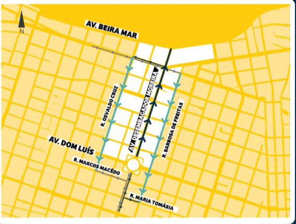 As ruas Osvaldo Cruz e Barbosa de Freitas seguirão sentido Abolição-Dom Luís As ruas Osvaldo Cruz e Barbosa de Freitas seguirão sentido Abolição-Dom Luís