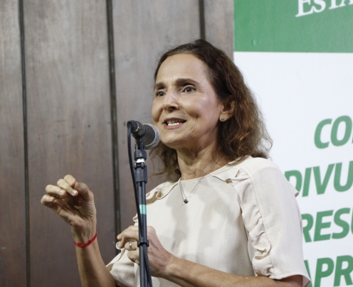 Izolda Cela, vice-governadora do Estado, durante os resultados da Spaece 2019.