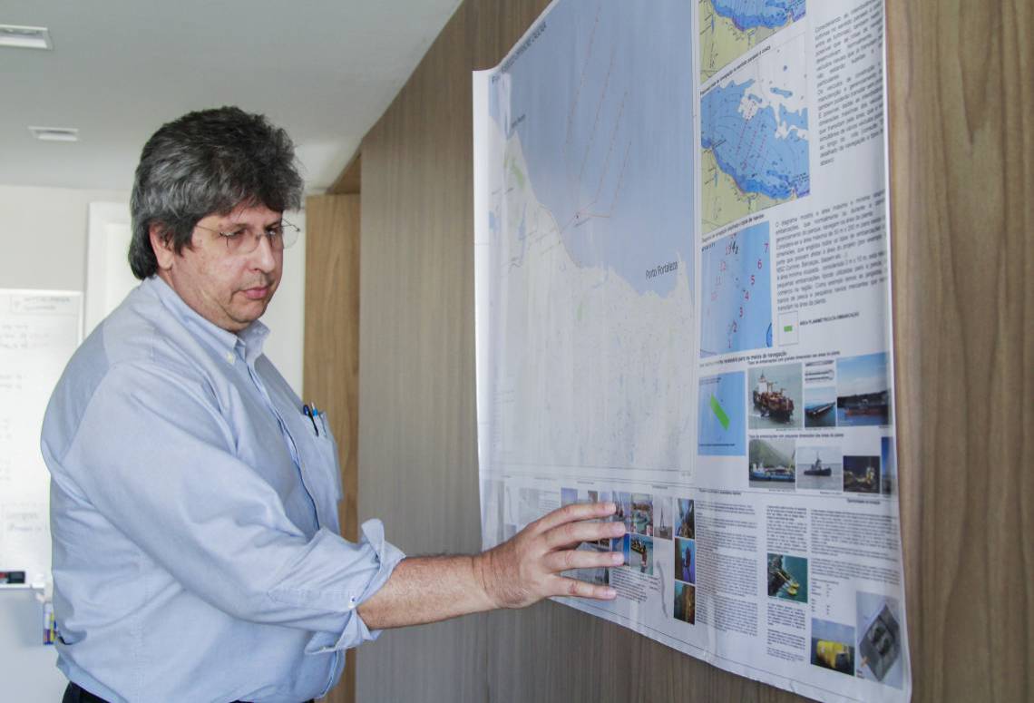 Lúcio Bomfim, diretor da empresa BI Energia, investidora do projeto da eólica offshore em Caucaia.(Foto: Beatriz Boblitz)