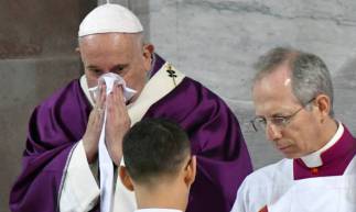 O Papa Francisco durante a missa da Quarta-Feira de Cinzas, em Roma 