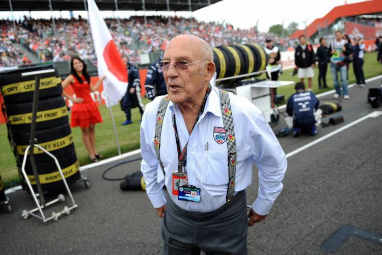 Stirling Moss durante GP da Gr&atilde;-Bretanha, em 2009