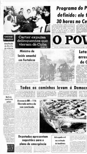 Fortaleza - Ce, Brasil, 17-05-2020: Reprodução do Jornal O Povo de 08 de Junho de 1980. (FOTO: O POVO.DOC)