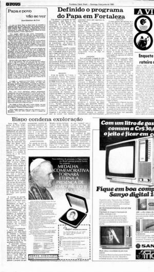 Fortaleza - Ce, Brasil, 17-05-2020: Reprodução do Jornal O Povo de 10 de Junho de 1980. (FOTO: O POVO.DOC)