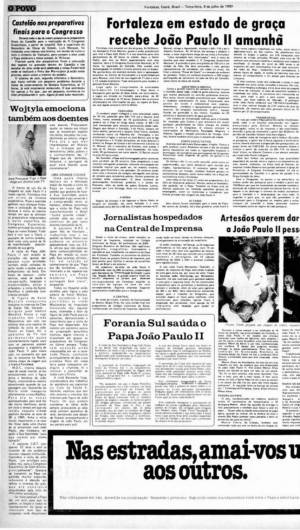 Fortaleza - Ce, Brasil, 17-05-2020: Reprodução do Jornal O Povo de 08 de Julho de 1980. (FOTO: O POVO.DOC)