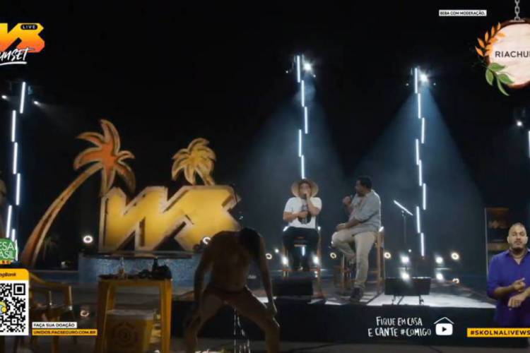 O humorista participou da live de Safadão e Raça Negra neste domingo, 17
