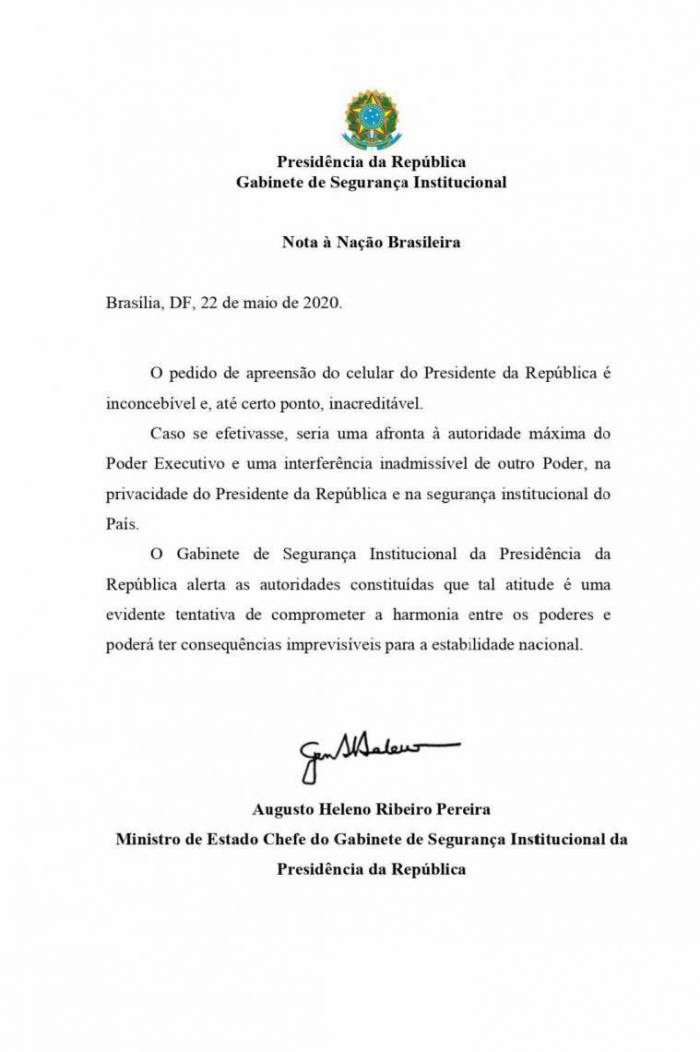 Texto do general Heleno