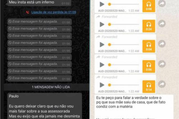 Os prints foram divulgados como forma de comprovar ameaças do colunista Léo Dias. Os prints foram divulgados como forma de comprovar ameaças do colunista Léo Dias.