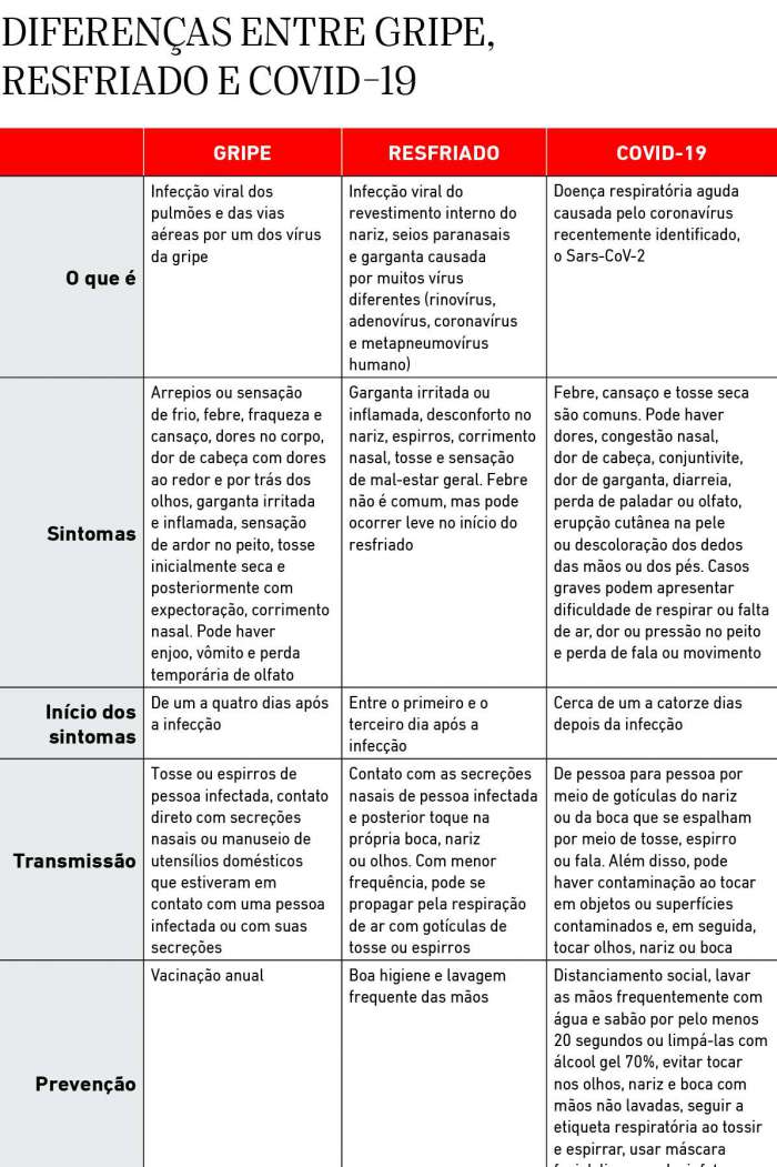Diferencas entre gripe, resfriado e covid (Foto: luciana pimenta)
