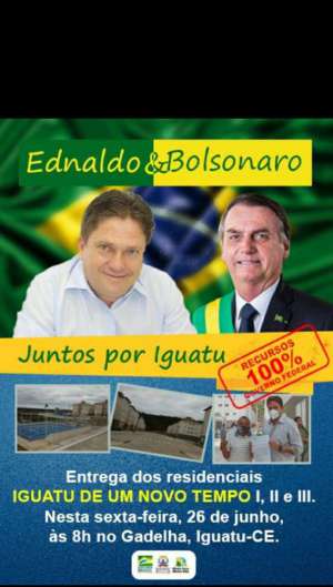 Ednaldo Lavor, prefeito de Iguatu, anuncia inauguração de obra realizada com apoio do governo Bolsonaro (Foto: DIVULGAÇÃO)
