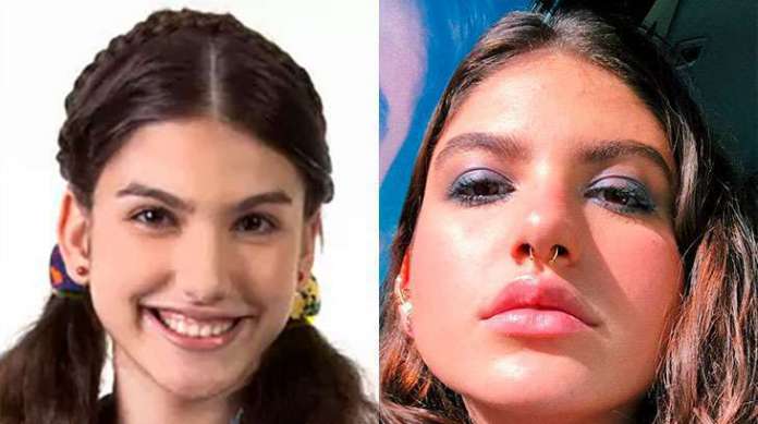 Antes e depois da atriz Giovanna Grigio, intérprete da protagonista Mili em Chiquititas