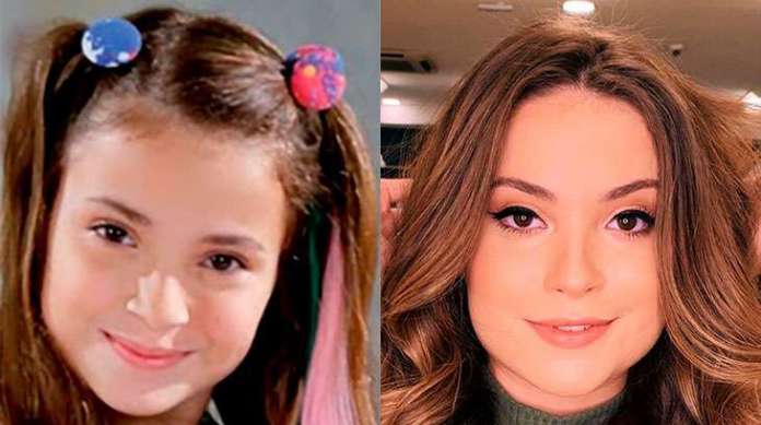 Antes e depois da atriz Raissa Chaddad, que viveu a Bia em Chiquititas