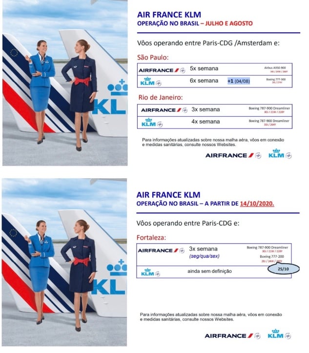 Air France-KLM divulga os voos a partir de outubro para Fortaleza