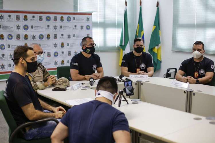 Coletiva na SSPDS com o Secretário André Costa, em 8 de julho, sobre a prisão do chefe de uma facção criminosa, Francisco Cilas de Moura, conhecido como "Mago" e atuava no município de Caucaia. Investigação terminou com a morte do Darlan Batista no RJ (Foto: Thais Mesquita)