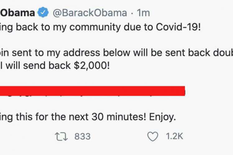 Conta do ex-presidente dos Estados Unidos Barack Obama foi uma das atingidas; publicações nos perfis atingidos solicitavam envio de dinheiro com a promessa de que o valor seria devolvido em dobro