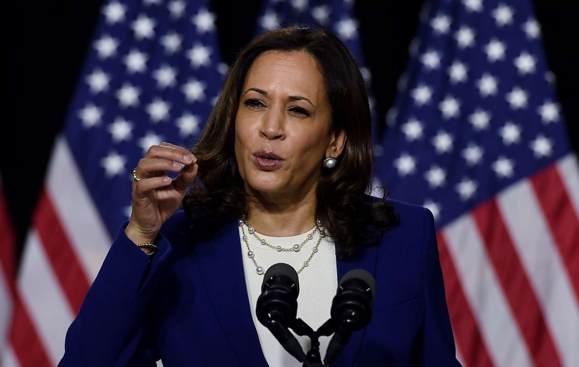 Kamala Harris, senadora democrata, candidata à vice na chapa de Joe Biden (Foto: DOULIERY / AFP)
