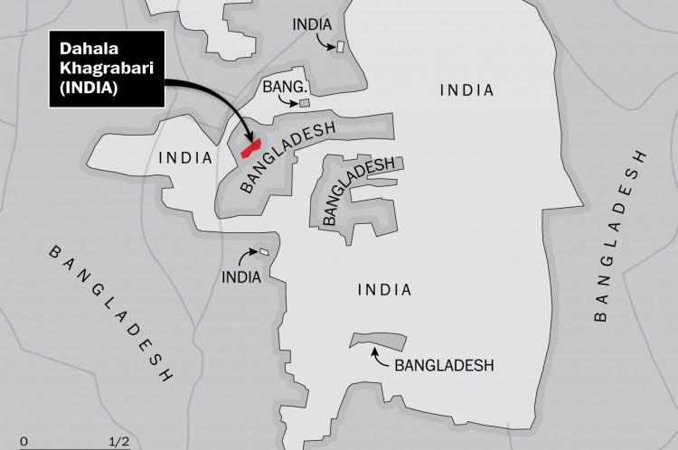 Por décadas, os moradores de Dahala Kagrabari viveram o inconveniente de estarem no único contra-contra-enclave do mundo: um pedaço de um país, cercado por um pedaço de outro país, que estava dentro de outro