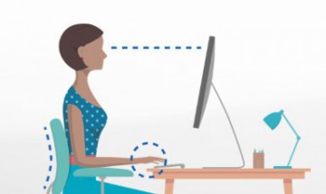 A m&aacute; postura, como ilustrada na imagem, pode desencadear dores corporais durante o home office