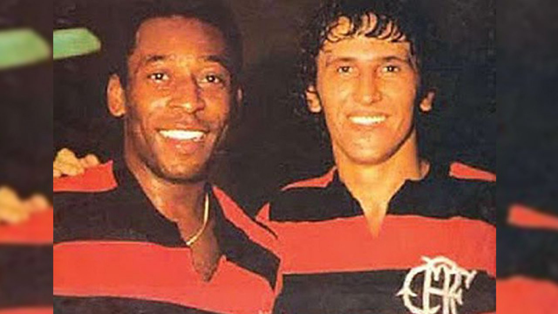 Pelé e Zico, ambos com a camisa do Flamengo(Foto: Site oficial do Flamengo)