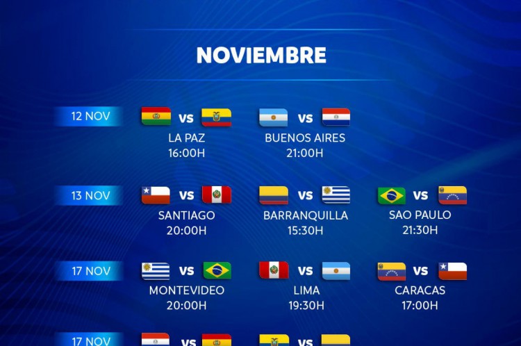 Veja os próximos jogos das Eliminatórias da América do Sul