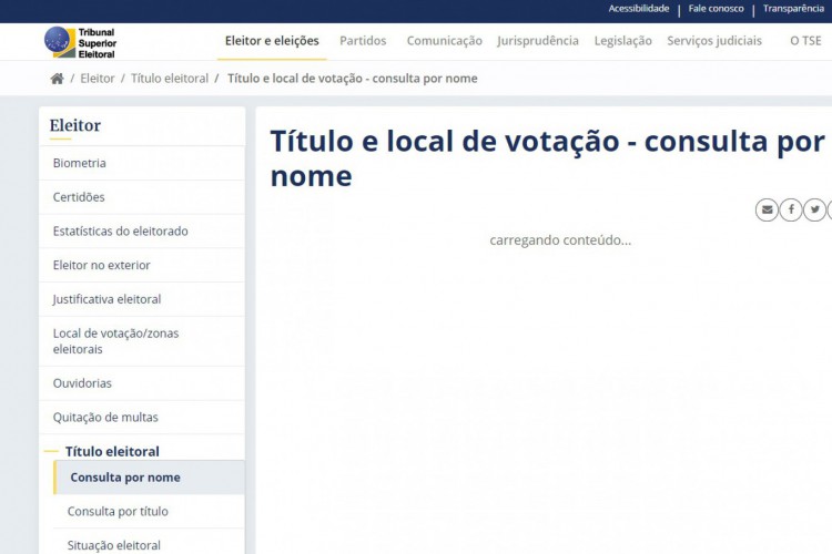 Site do TSE enfrenta problemas para acessar locais de votação