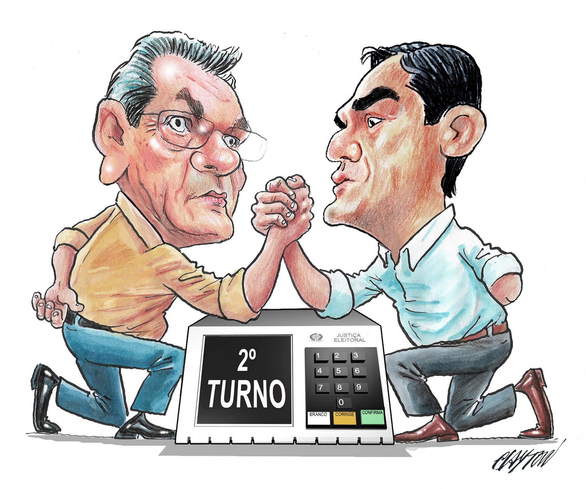 Sarto e Capitão Wagner disputam 2º turno em Fortaleza nas eleições 2020 (Foto: CHARGE: CLAYTON)