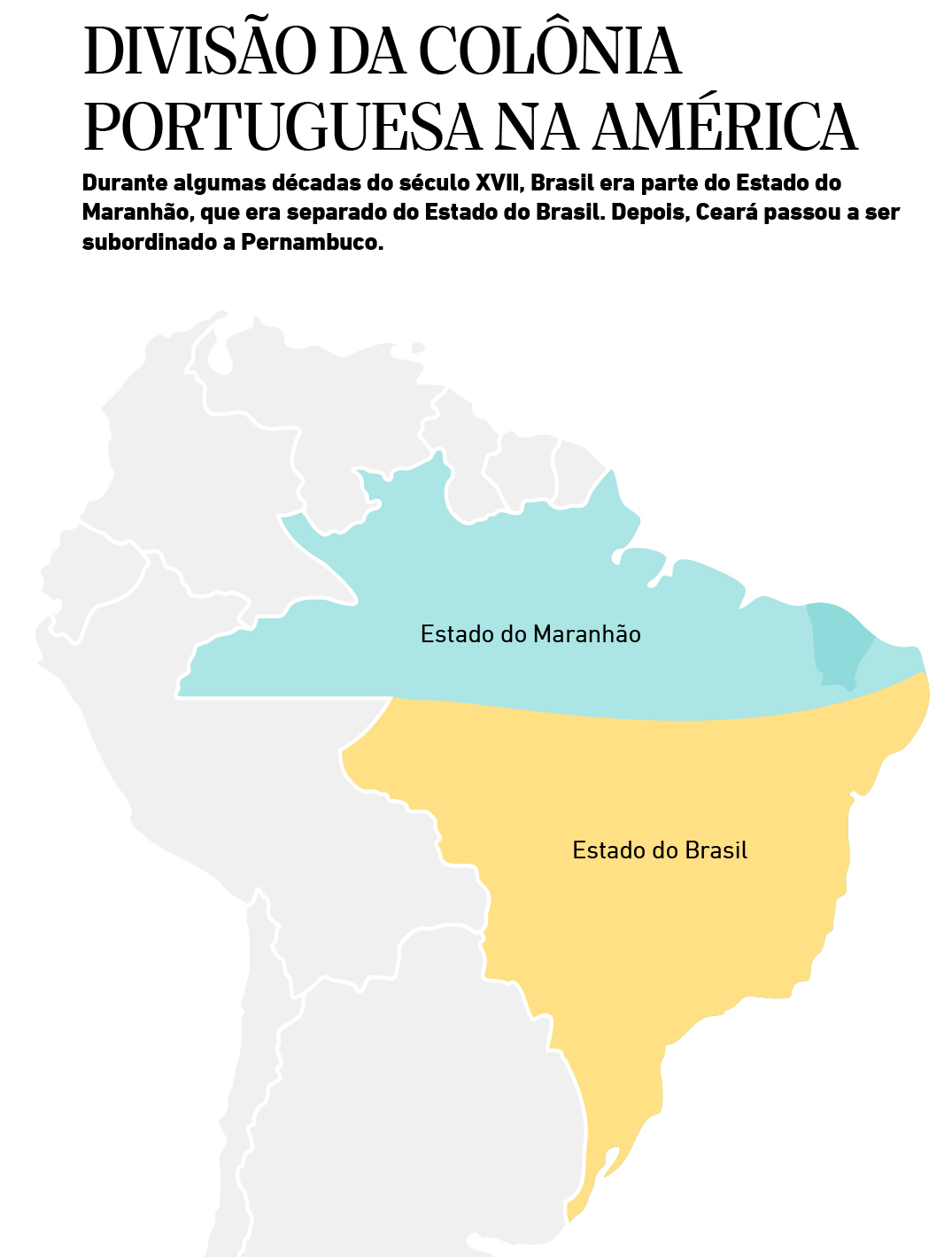 info mapa Divisão da colônia portuguesa na América(Foto: infográficos lfcorullon)