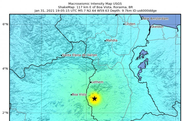 O tremor foi sentido principalmente em Roraima.