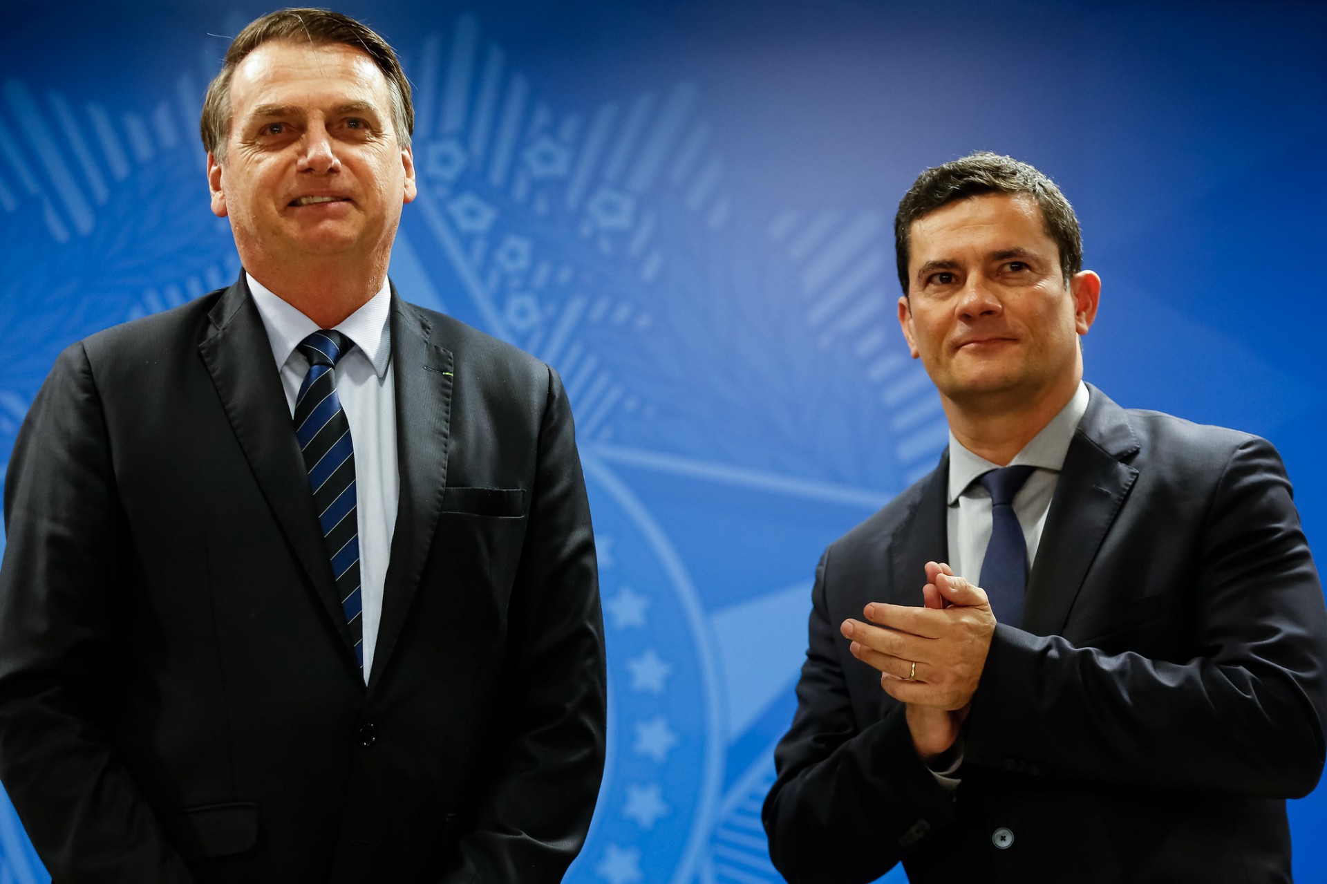 Presidente Bolsonaro e ex-juiz e ex-ministro Sergio Moro (Foto: Carolina Antunes/PR)