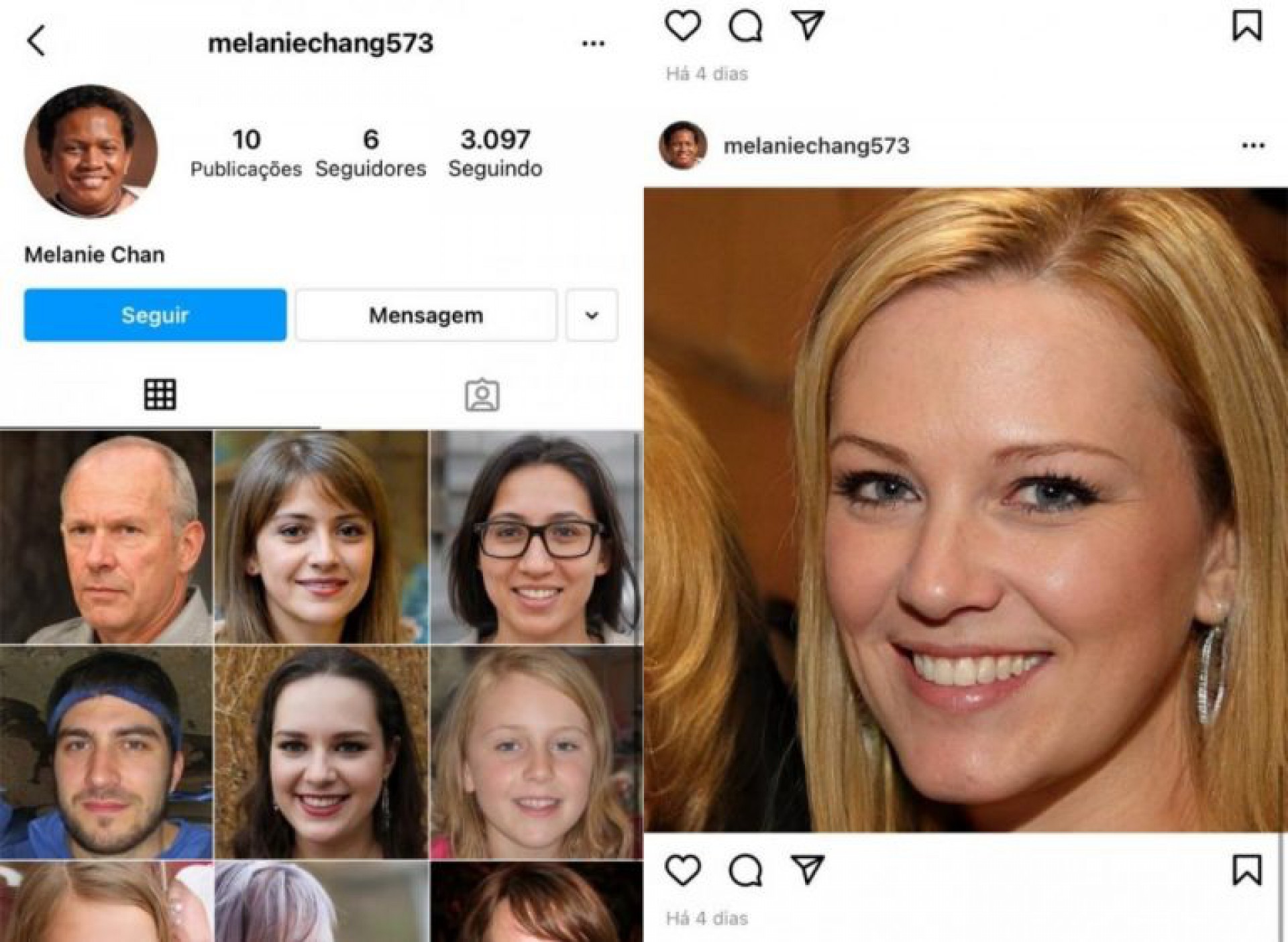 Exemplo de perfil suspeito seguindo conta de Karol Conká no Instagram