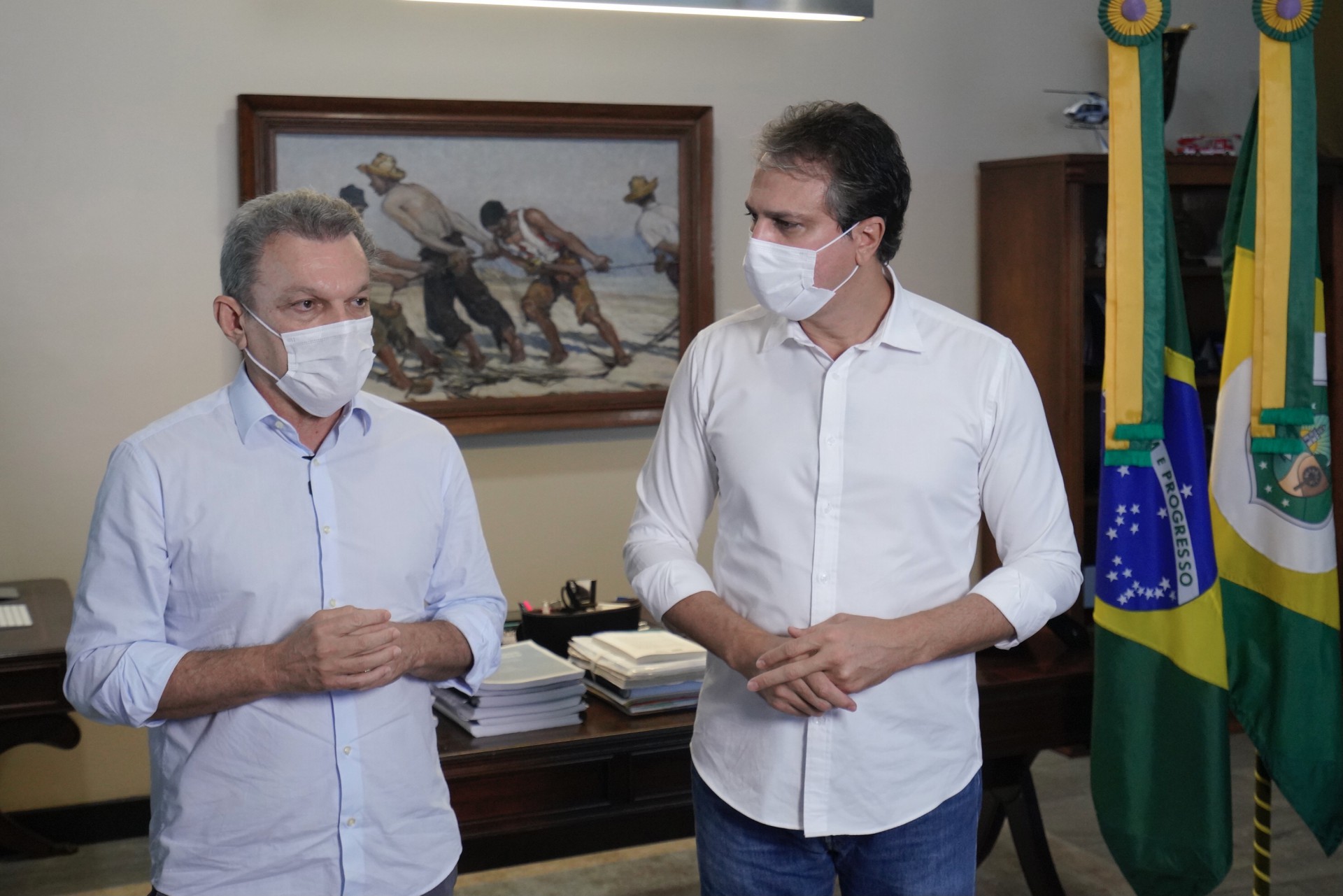 SARTO E CAMILO anunciam continuidade do lockdown (Foto: Jose Wagner / Governo do Estado do Ceará)