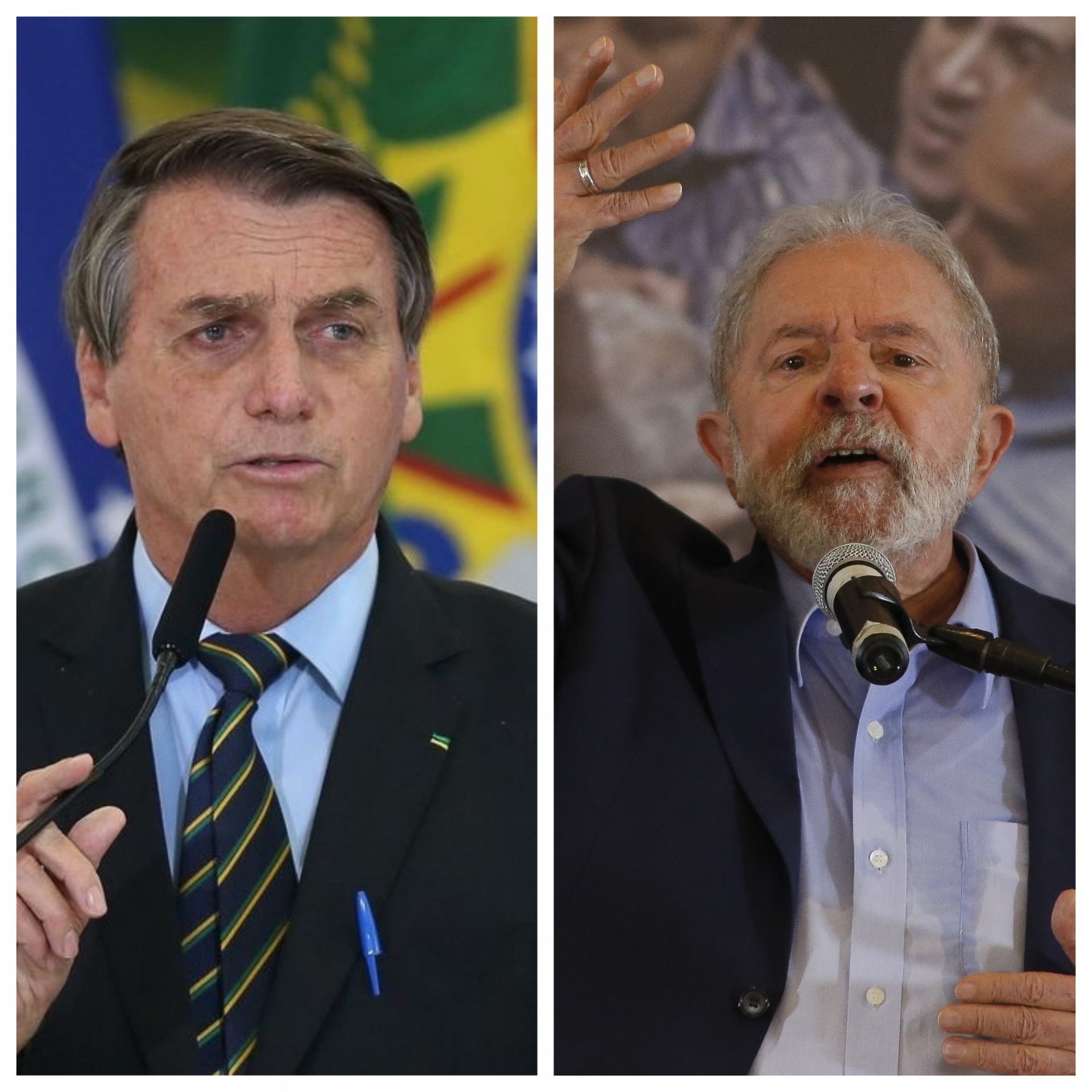 Bolsonaro e Lula são os principais candidatos na disputa pela presidência da República (Foto: Bolsonaro: Agência Brasil / Lula: MIGUEL SCHINCARIOL / AFP)