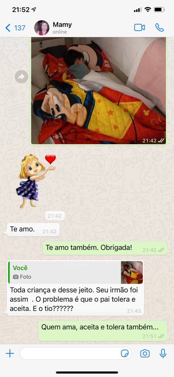 Mãe e filha trocaram conversas sobre o medo que Henry tinha de dormir sozinho