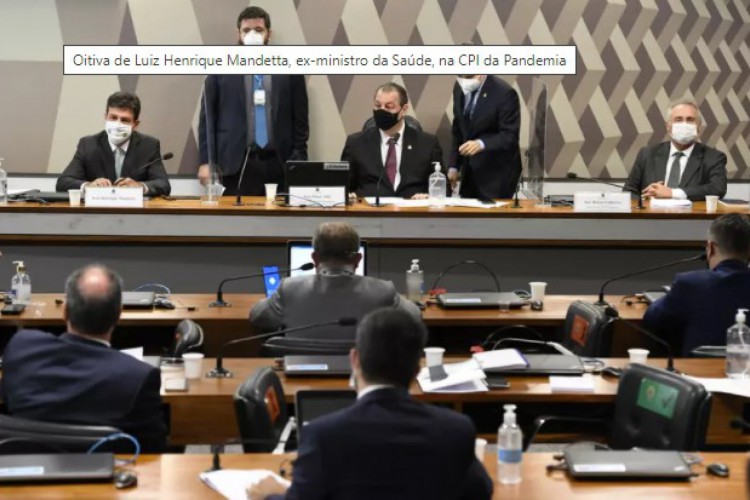 Luiz Henrique Mandetta, ex-ministro da Saúde, durante depoimento na CPI da Pandemia
