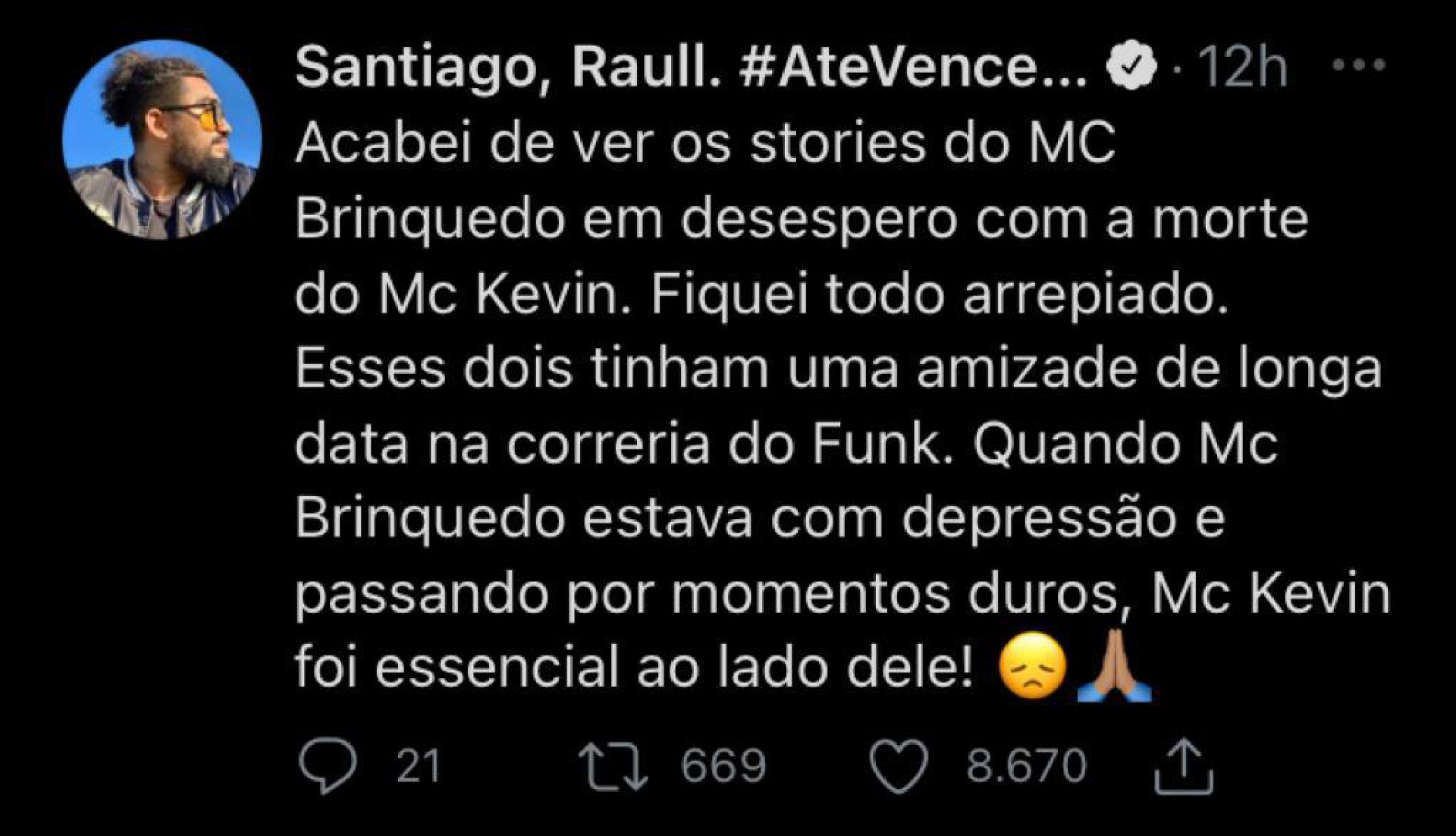Usuários do Twitter comentam a morte de MC Kevin e a reação de pessoas próximas ao funkeiro.