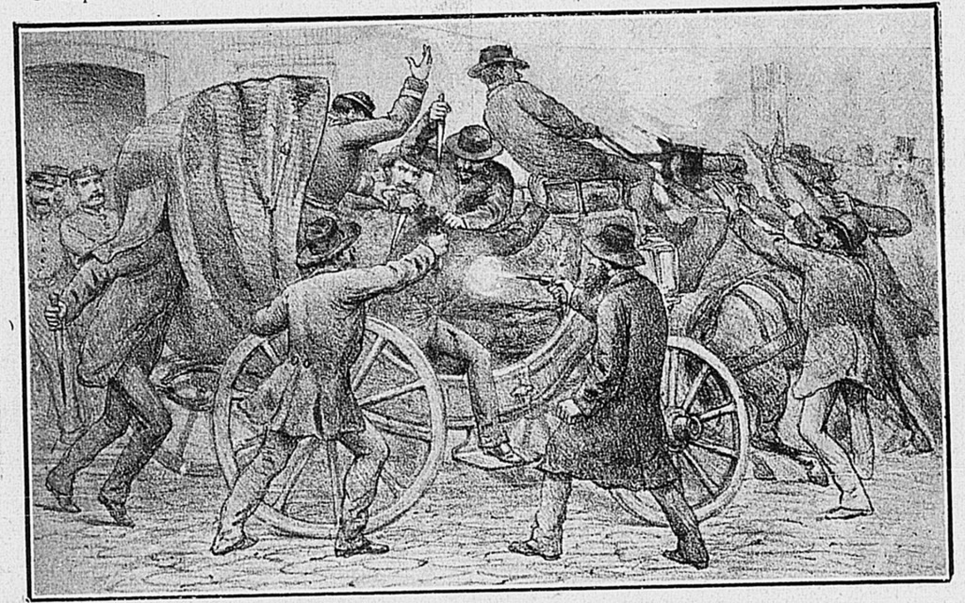 Linchamento do jornalista brasileiro Apulcro de Castro no Rio de Janeiro. Dentre os assassinos, estava o ent&atilde;o capit&atilde;o Ant&ocirc;nio Moreira C&eacute;sar